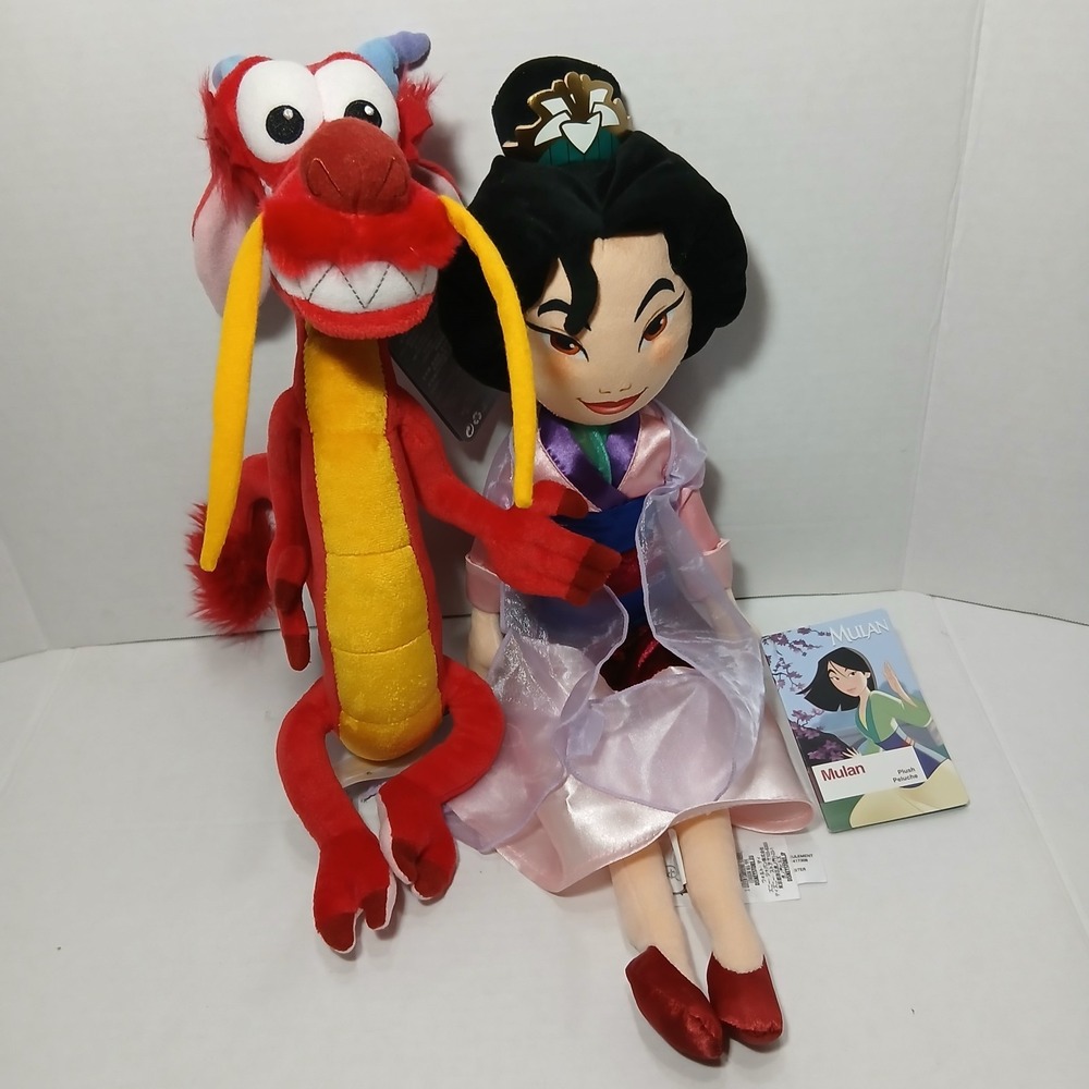 Disney Mulan & Mushu Plush Stuffed Animal Red Dragon Lot 2 New With Tags